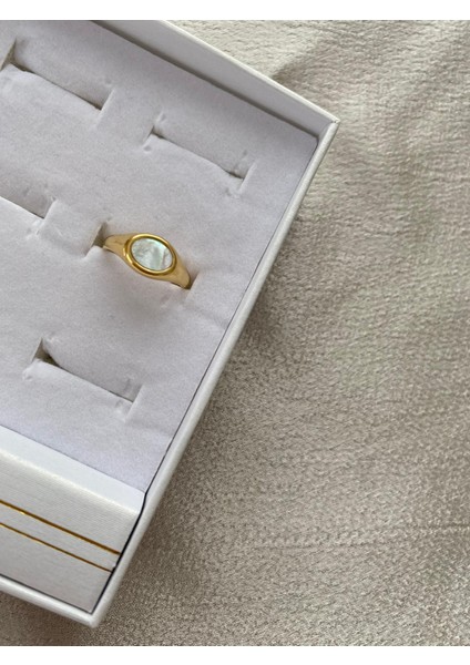 Minimal Yuvarlak Sedef Taşlı Ayarlamalı Gold Çelik Yüzük indirimleri