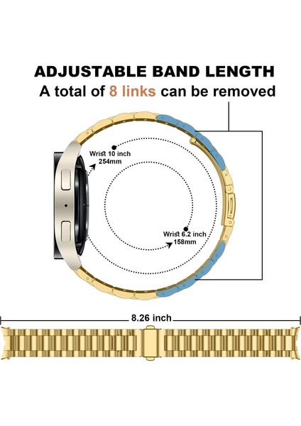 Galaxy Watch 7 / 6 / 5 / 4 Fe 40MM 44MM – Watch 6 Classic 43MM 47MM – Watch 5 Pro 45MM Uyumlu Paslanmaz Çelik Metal Kordon (20MM)
