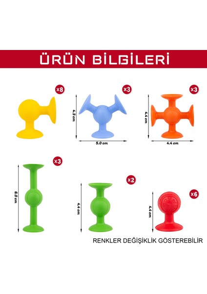 Renkli Vakumlu 10 Parça Slikonlu Vantuzlu Yapışkanlı Molekül’ Duyusal Algısal Motor Dikkat Gelişim fiyatları