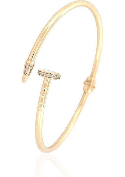 14 Ayar Taşlı Çivi Bilezik