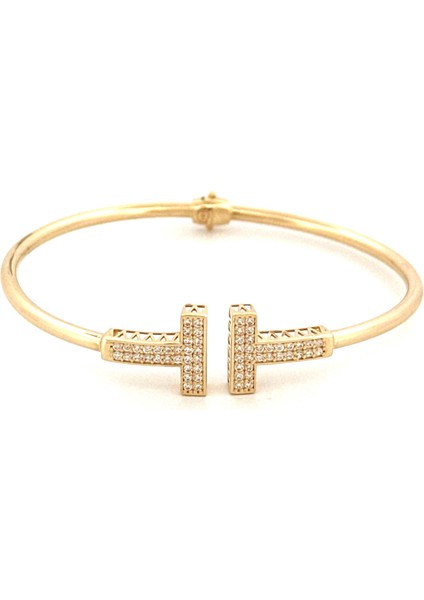 14 Ayar Çift Kol Taşlı T Model Kelepçe fırsatları