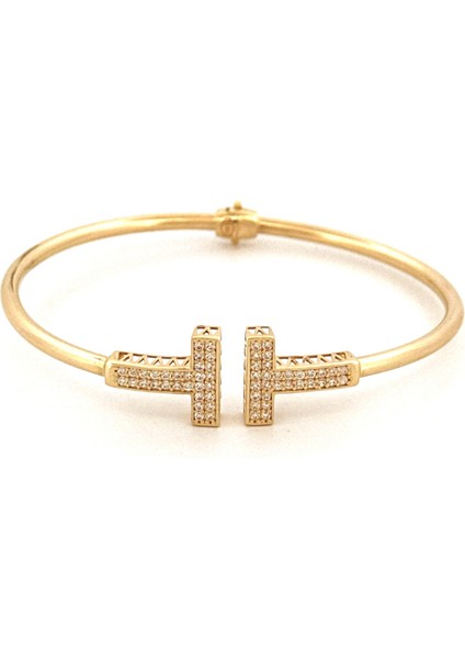 14 Ayar Çift Kol Taşlı T Model Kelepçe indirimleri