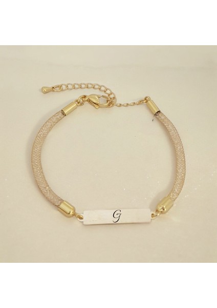 14 Ayar Plakalı Altın G Harfine Özel Dikdörtgen Motifli Hasır Kordonlu Hediye BILEKLIK-402HARF fiyatları