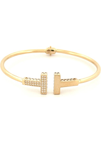 14 Ayar Taşlı T Model Kelepçe modelleri