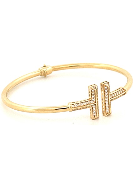 14 Ayar T Model Taşlı Yaylı Bilezik fırsatları