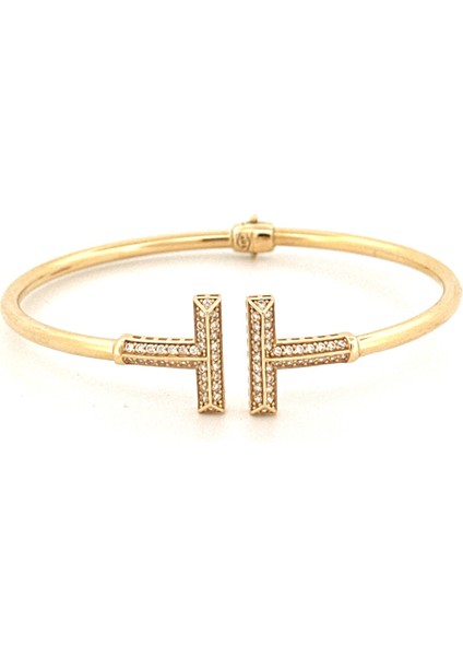 14 Ayar T Model Taşlı Yaylı Bilezik indirimleri