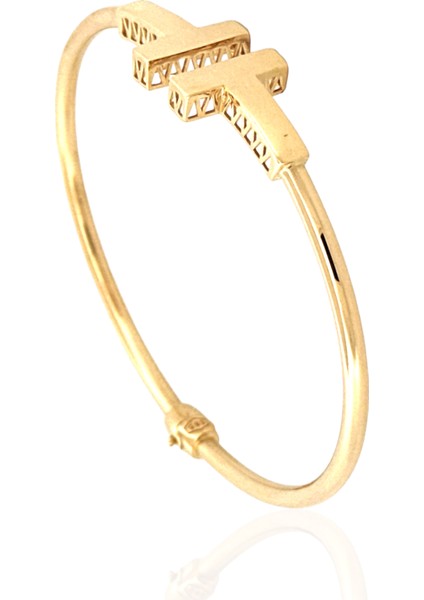 14 Ayar Çift Kol Taşsız T Model Kelepçe