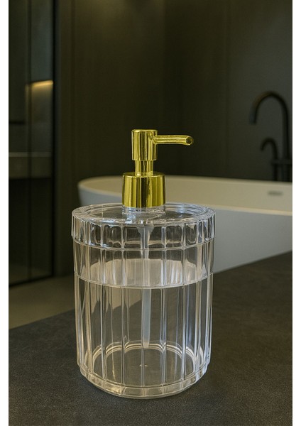 700 ml Xl Çizgi Desen Tezgah Üstü Şeffaf Banyo Altın Pompa Sıvı Sabunluk Banyo Mutfak Deterjanlık fiyatları