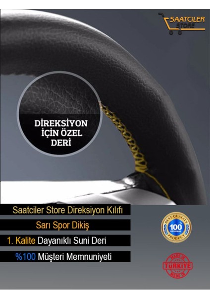 Renault Captur Özel Süper Deri Direksiyon Kılıfı, Sarı Yüzüklü Spor Dikiş fiyatları