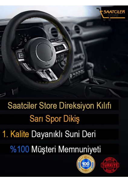Renault Captur Özel Süper Deri Direksiyon Kılıfı, Sarı Yüzüklü Spor Dikiş modelleri