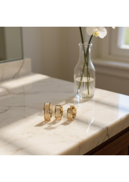 - 14 Ayar Altın Yeşil Markalı Yüzük ve Küpe Seti modelleri