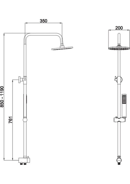 Rain Mare Mat Siyah Duş Barı modelleri