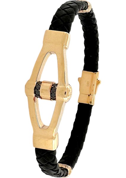 - 14 Ayar Altın Tasarım Desenli Örme Kauçuk Bileklik