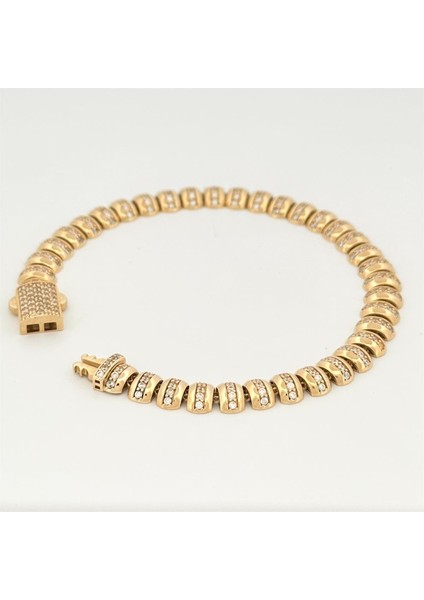 14 Ayar Altın Kambur Model Taşlı Tasarım Bileklik fiyatları