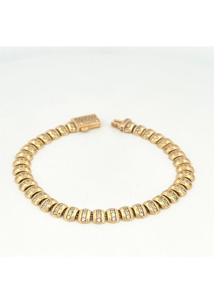 14 Ayar Altın Kambur Model Taşlı Tasarım Bileklik modelleri