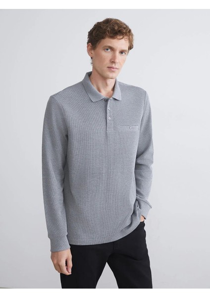 Lcwaıkıkı Classic Polo Yaka Uzun Kollu Erkek Sweatshirt (W5)