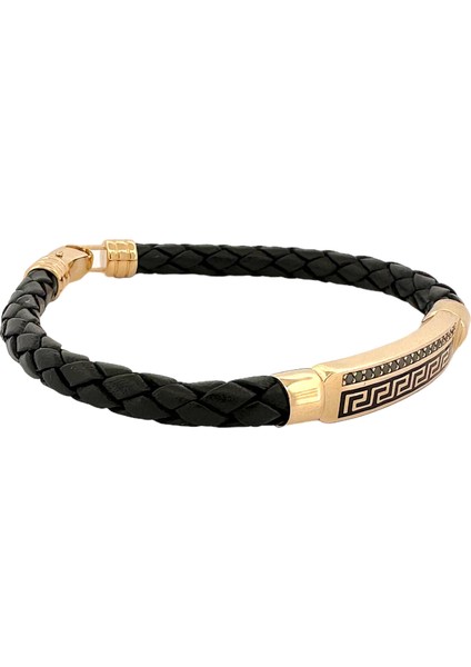 - 14 Ayar Altın Grek Desenli Taş Detaylı Örme Kauçuk Bileklik modelleri