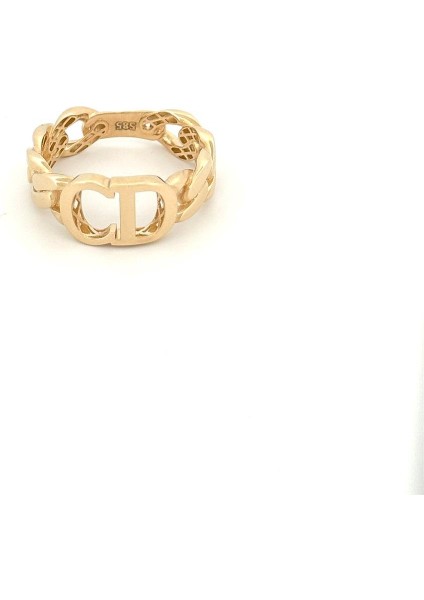 14 Ayar Taşsız Örme CD Detaylı Tasarım Altın Yüzük