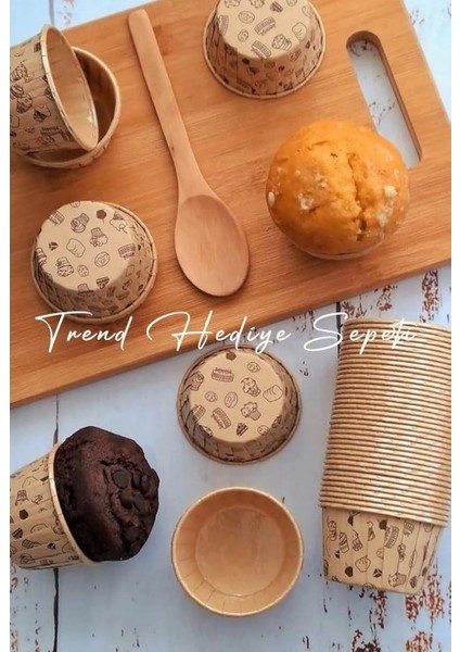 50'li Kek Desenli Kraft Muffin Cupcake Kalıbı Kek Kapsülü fiyatları