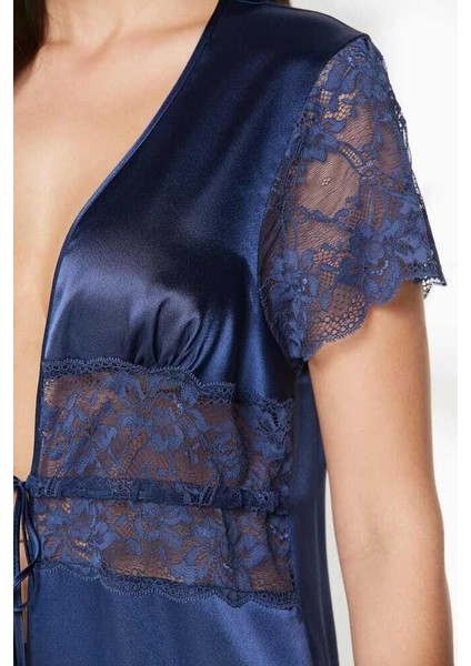 Saten Dantelli Midi Sabahlık 1020 Laci modelleri