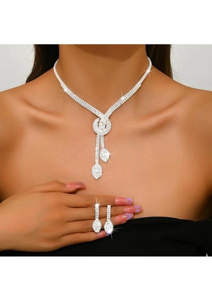 Yaka ve Küpeli Gelin Takı Seti, Düğün, Nişan, Parti ve Hediye Için Şık ve Zarif Seçim