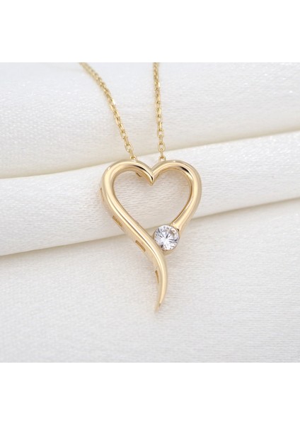 Tektaş Kalp Kolye 14 Ayar Altın