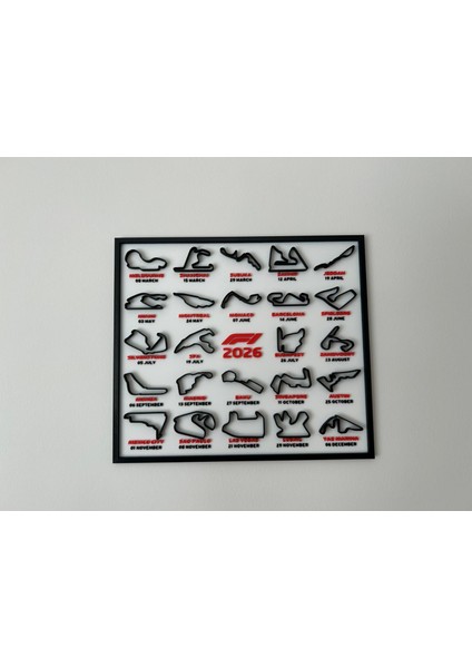 Formula 1 2026 Takvimi – 3D Pist Tablosu (22X25 Cm) | Masaüstü Standlı & Duvara Asılabilir Çerçeve