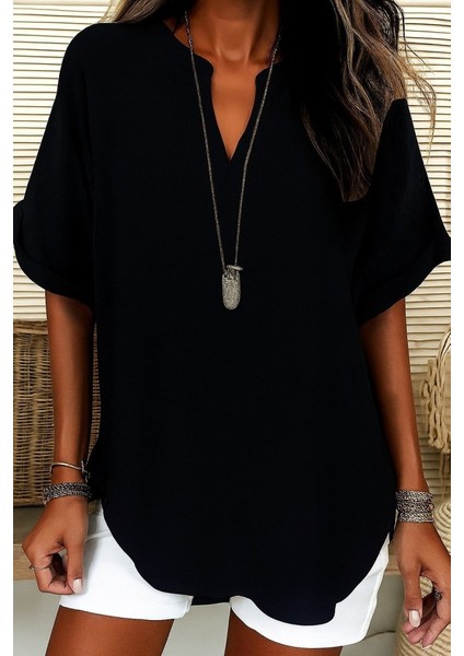 Kadın Kısa Kollu V Yakalı Aerobin Bluz modelleri