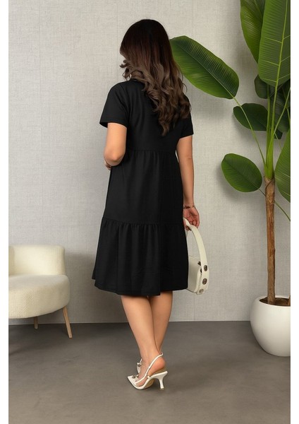 Kadın Kısa Kollu V Yakalı Viskon Elbise modelleri