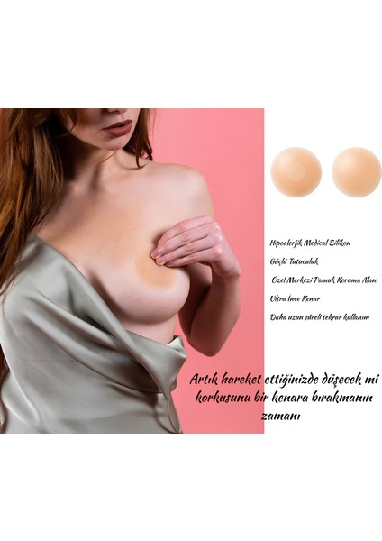 Göğüs Ucu Kapatıcı Gizleyici Silikon Meme Ucu Kapatıcı Gizleyici Silikon Aparat Nipple Pad 7 cm