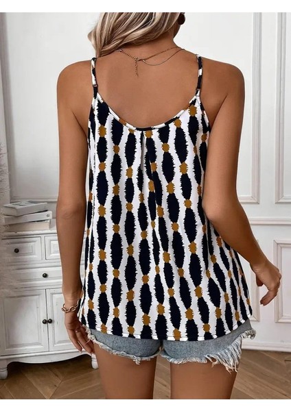 Kadın Askılı Yuvarlak Yaka Desenli Süprem Bluz indirimleri