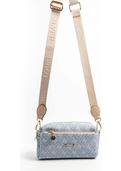 Kadın Çapraz Çanta 1142-46393 Sılver Polo Çapraz Bayan Çantası M178 Mavi-Mat Ten