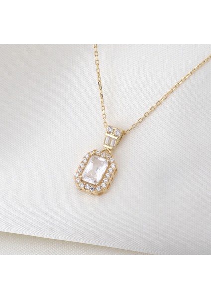 Baget Taşlı Kolye 14 Ayar Altın