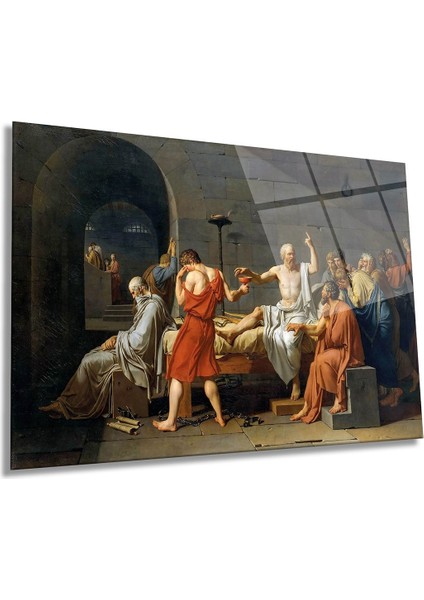 Sokrates'in Ölümü Yatay Cam Tablo, Klasik Sanat, Ev ve Ofis Duvar Dekoru, Lüks Hediyelik