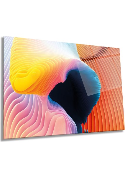 Soyut Renkli Tasarım Yatay Cam Tablo, Modern, Ev ve Ofis Duvar Dekoru, Lüks Hediyelik