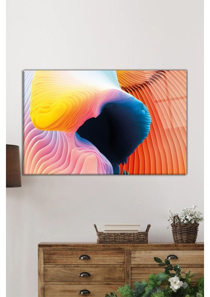 Soyut Renkli Tasarım Yatay Cam Tablo, Modern, Ev ve Ofis Duvar Dekoru, Lüks Hediyelik fiyatları