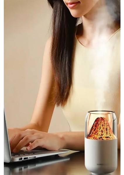 300 ml Beyaz Volkan Nemlendirici Renkli Ortam Işığı Yağ Difüzörü Masaüstü Sessiz modelleri