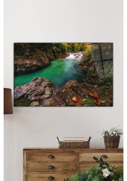 Japonya Atera Vadisi Manzarası Yatay Cam Tablo, Ev ve Ofis Duvar Dekoru, Lüks Hediyelik fiyatları