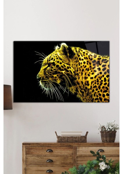 Yırtıcı Vahşi Kaplan Hayvan Portresi Yatay Cam Tablo, Ev ve Ofis Duvar Dekoru, Lüks Hediyelik fiyatları