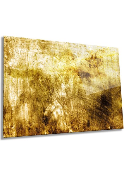 Gold Lüks Soyut Yatay Cam Tablo, Modern, Ev ve Ofis Duvar Dekoru, Lüks Hediyelik