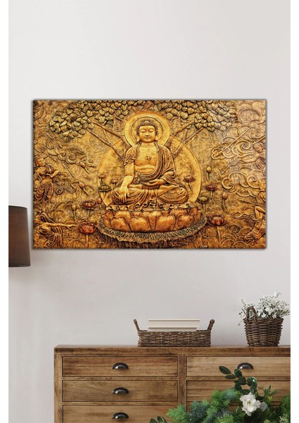 Yaşam Ağacı ve Buda Yatay Cam Tablo, Modern, Ev ve Ofis Duvar Dekoru, Lüks Hediyelik fiyatları