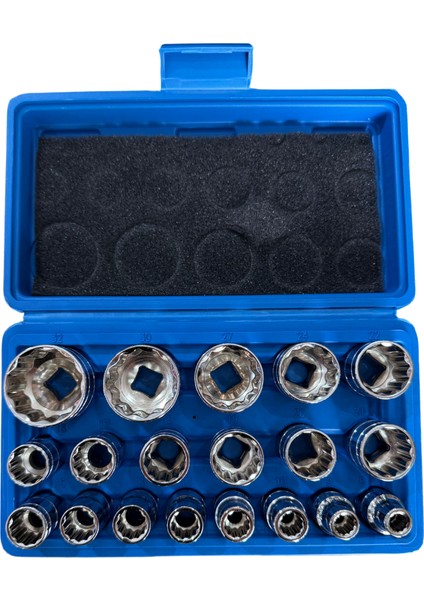 19 Parça Çok Dişli (Spline) Lokma Takımı - 1/2" Cr-V Çelik