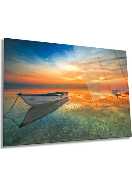 Gün Batımı ve Taka Manzarası Yatay Cam Tablo, Ev ve Ofis Duvar Dekoru, Lüks Hediyelik