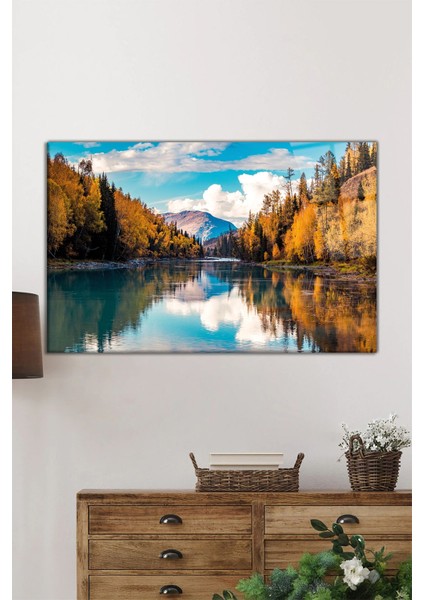 Sonbahar Tabiat Manzarası Yatay Cam Tablo, Ev ve Ofis Duvar Dekoru, Lüks Hediyelik fiyatları