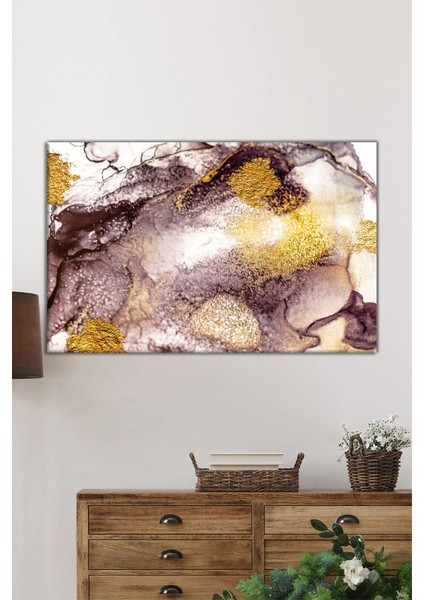 Gold Kahverengi Soyut Yatay Cam Tablo, Modern, Ev ve Ofis Duvar Dekoru, Lüks Hediyelik fiyatları
