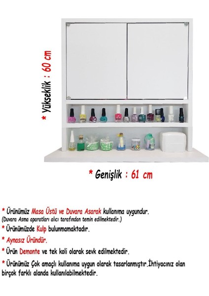 Karanfil 2k - Aynasız - Çok Amaçlı - Aksesuar - Hediyelik Takı Dolabı - Beyaz fırsatları