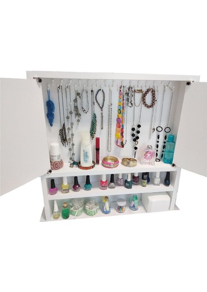 Karanfil 2k - Aynasız - Çok Amaçlı - Aksesuar - Hediyelik Takı Dolabı - Beyaz indirimleri