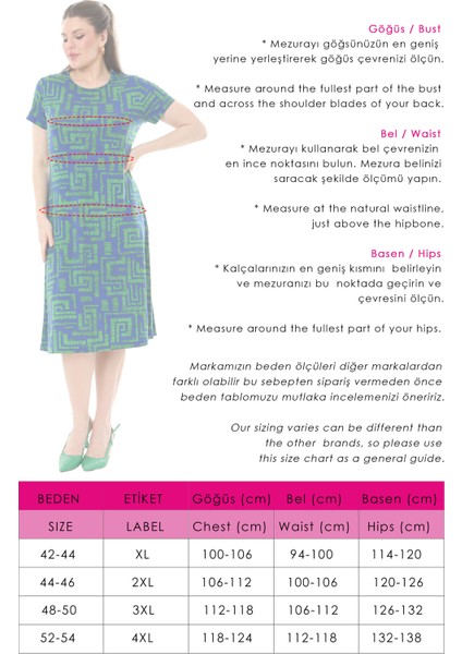 Kadın Mavi Yeşil Labirent Desen Midi Elbise fiyatları