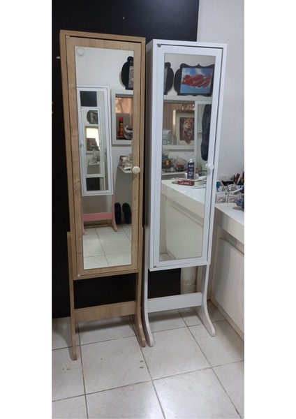 Yıldız Demonte Çok Amaçlı Ayaklı Aynalı Hediyelik Takı Dolabı - Safir Meşe modelleri
