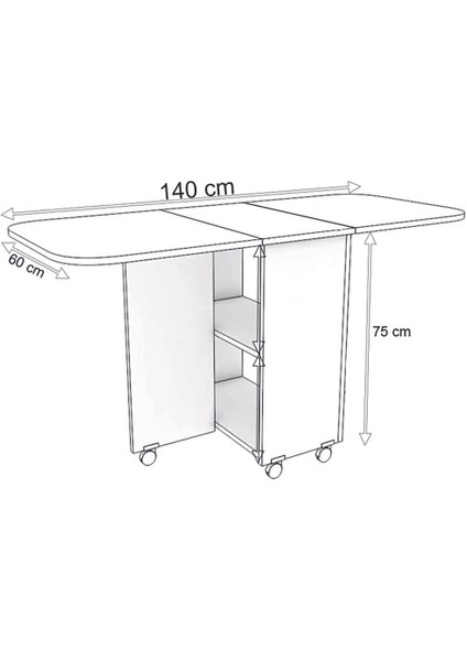 Üsküdar - Hediyelik - Çok Amaçlı - Katlanır Masa - Beyaz